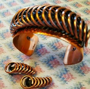 Vintage Renoir Copper Bracelet & Clip On Earrings
